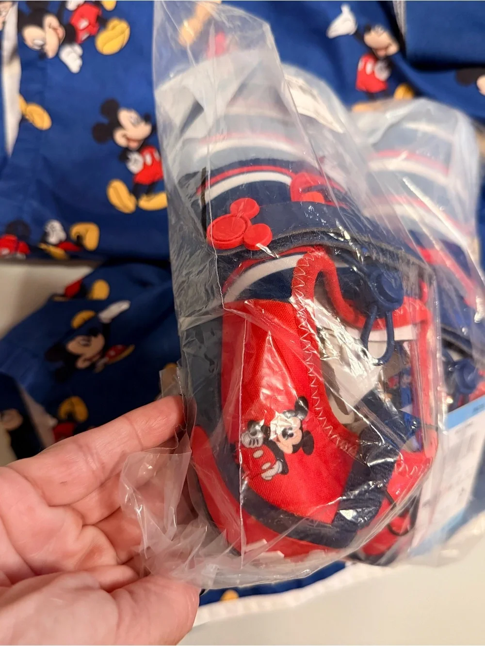 Disney Mickey Mouse Navy, White & Yellow Kids Swim Set and water shoes.